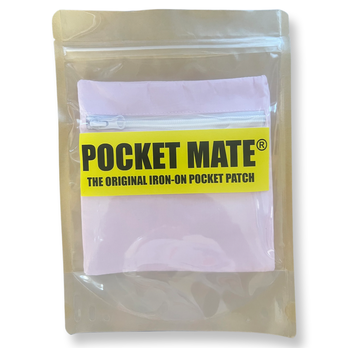 MINI POCKET MATE® Iron-On Pocket Patch with Zip - Phone Pocket For Travel - Zipped Secret Pocket - Stash Credit Cards or Passport - Pink
